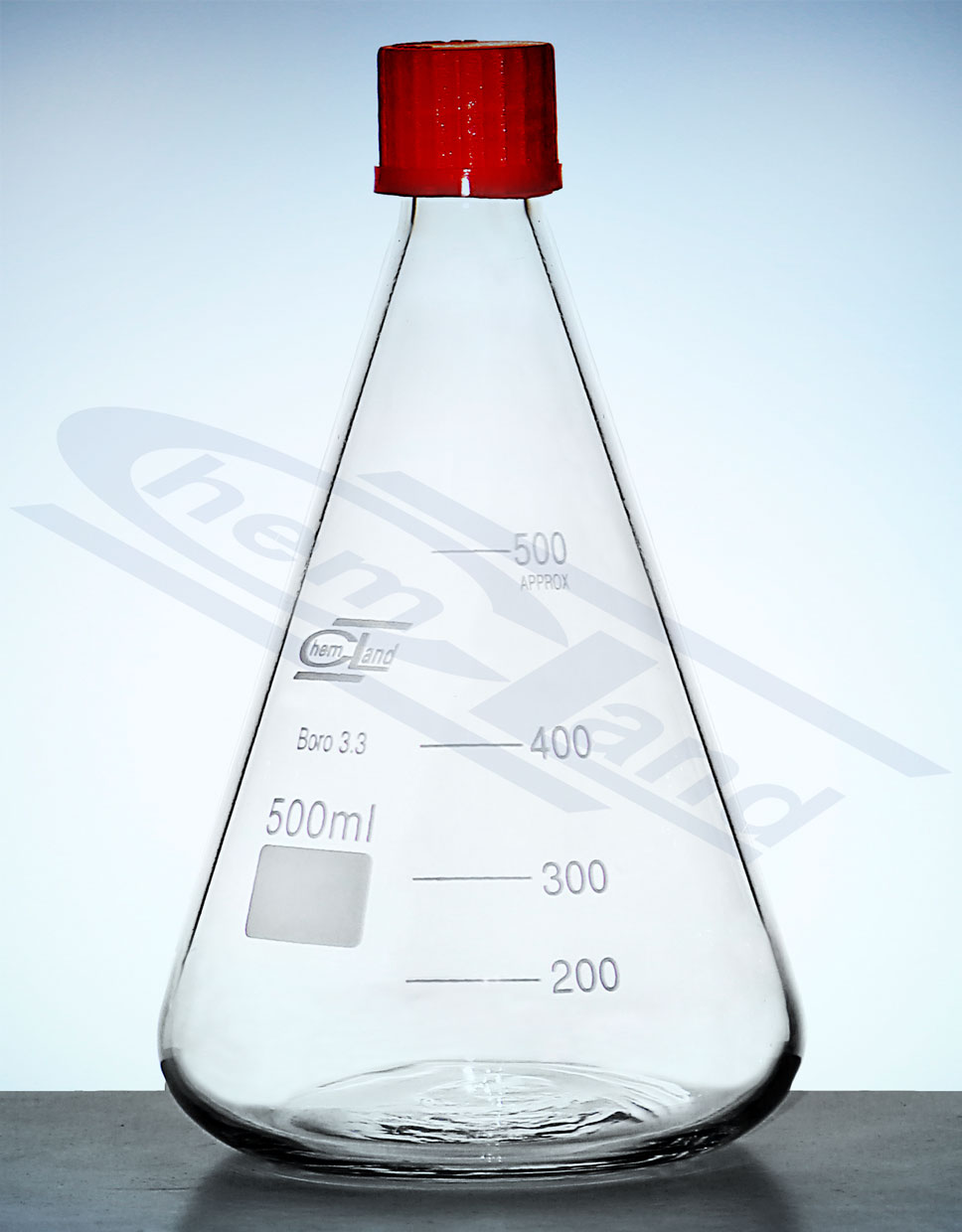 kolba stożkowa Erlenmeyera  szklana z nak.czerwoną 0500ml GL25