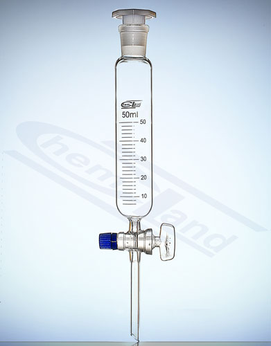 rozdzielacz cylindrycz szlif 24/29 kran szklany 0250ml ze skalą