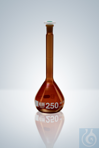 VOLUMET. FLASK A USP 500 ML, AMBER GLASS POLYST. NS19/26