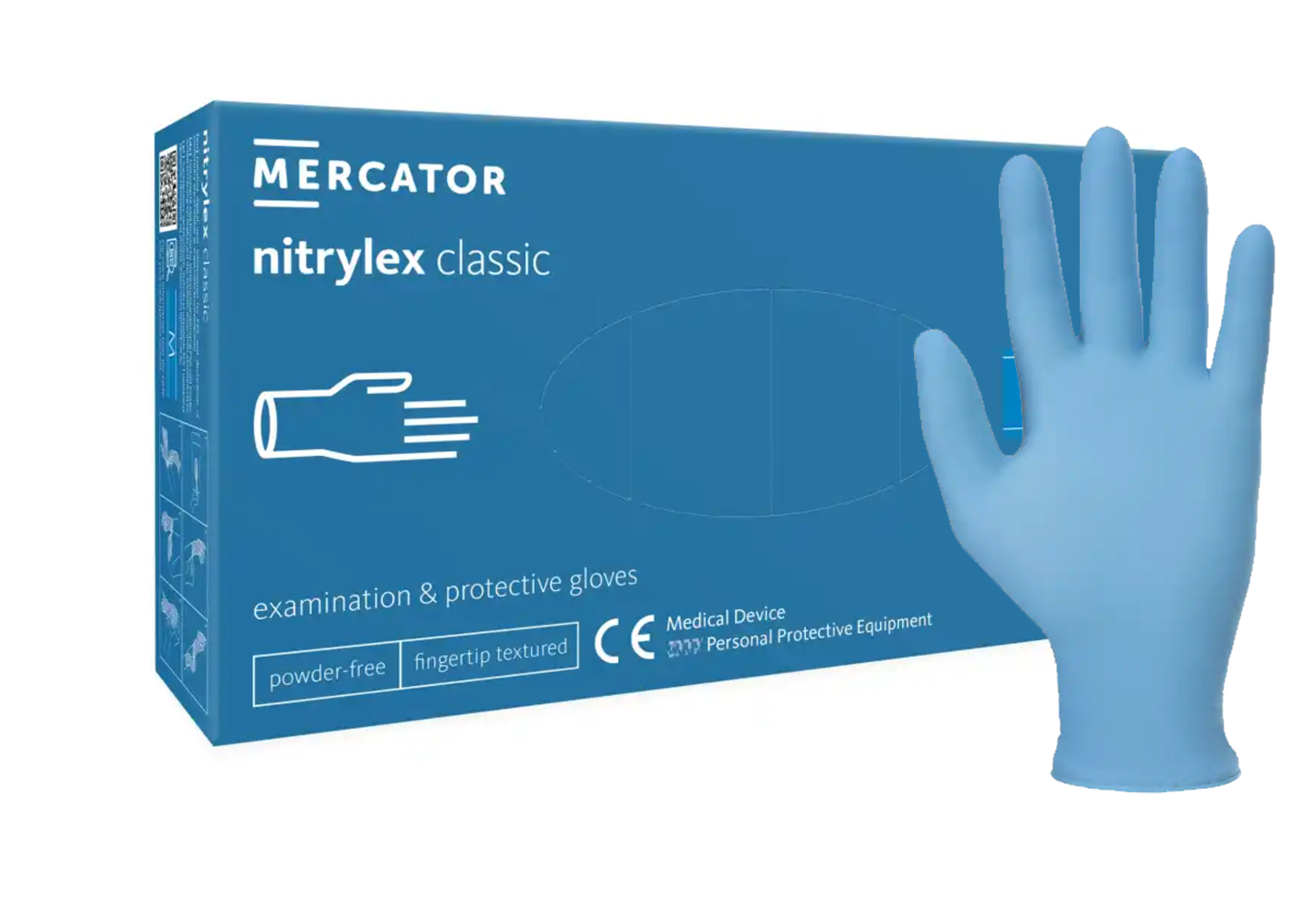 rękawiczki Nitrylowe NITRYLEX CLASSIC BLUE - S - Niebieskie, Bezpudrowe, Jednorazowe, Ochronne, Medyczne i Diagnostyczne