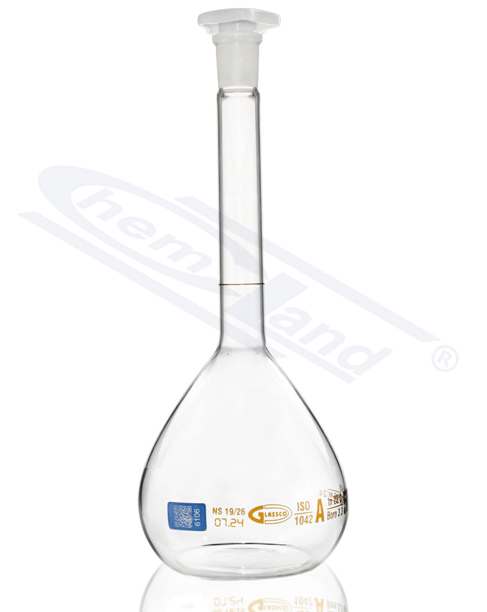 kolba miarowa z certyfikatem INDYWIDUALNYM sk.brązow kl A 0025ml  WS 10/19 GLASSCO