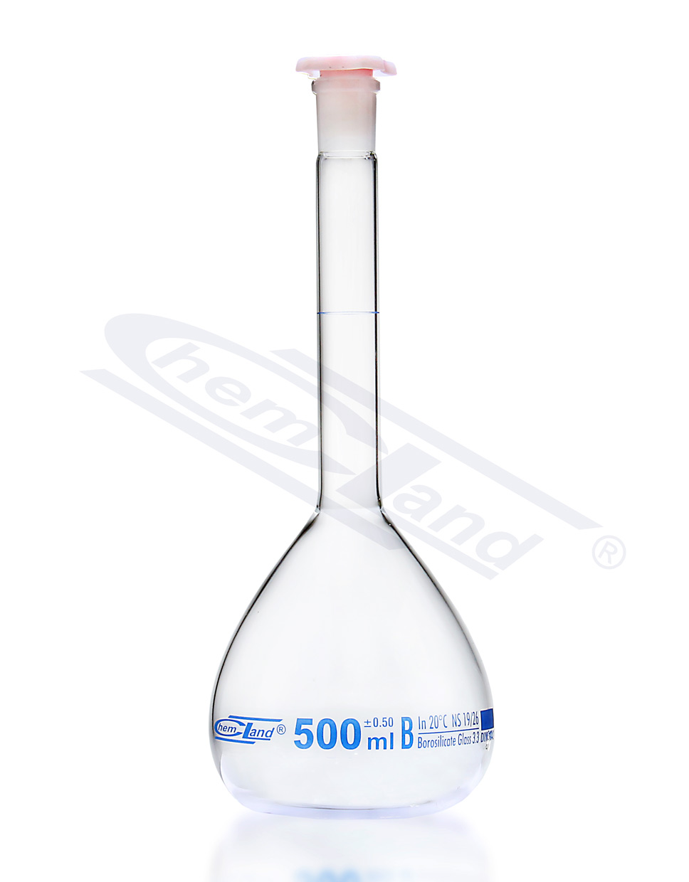 kolba miarowa kl B1000ml 24/29 CHEMLAND - skala niebieska NEW LINE