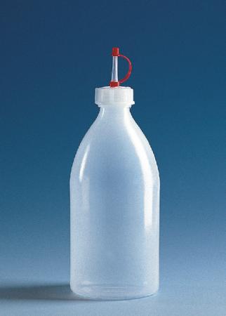 kroplomierz PE-LD 1000ml z nasadką GL 28 czerwona nasadka