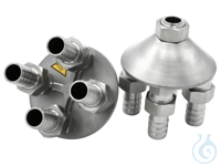 2 Quad distributing adapters, G 3/4 female, with barbed fittings for tubing 3/4