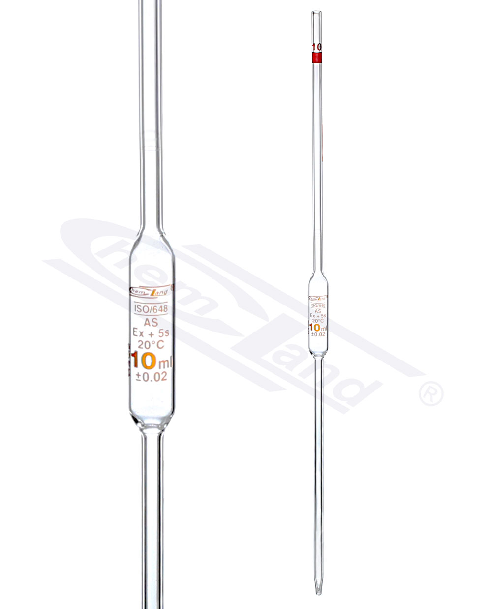 pipeta jednomiarowa 001 kl AS cert.serii, skala brązowa CHEMLAND NEW LINE