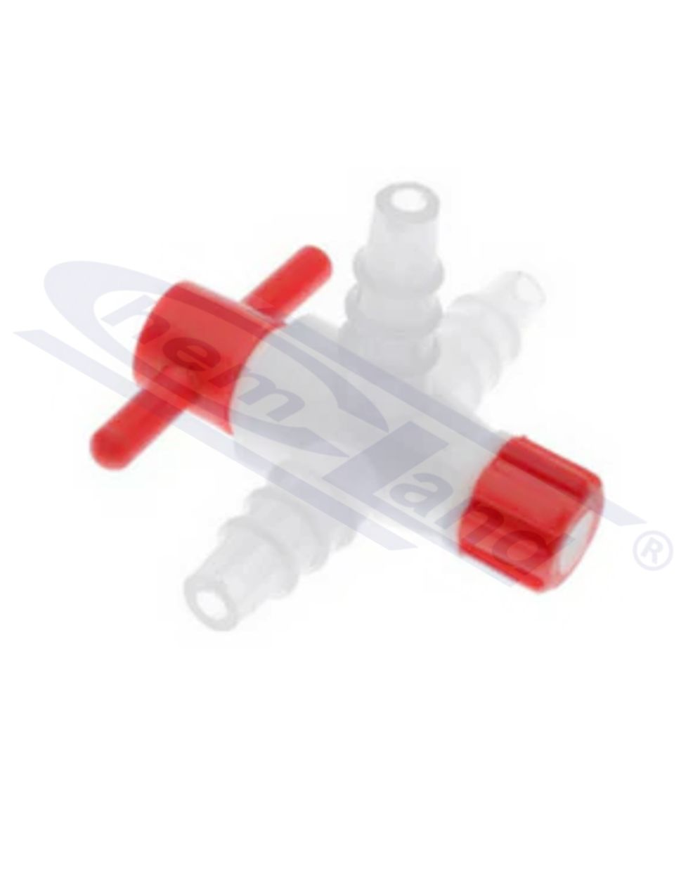 kran  polipropylenowy z kluczykiem PTFE 3 drogowy