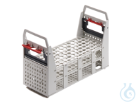 Plastic test tube rack, up to +100 °C, for 90 tubes 75 x 12/13 mm dia.