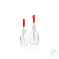 Dropping Bottle, soda-lime, clear, ground jointed glass pipette and rubber teat