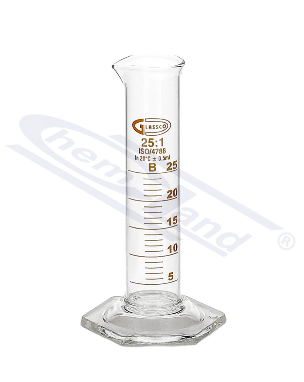 cylinder NISKI 0100ml Kl.B stopa szklana sześciokątna sk.brąz