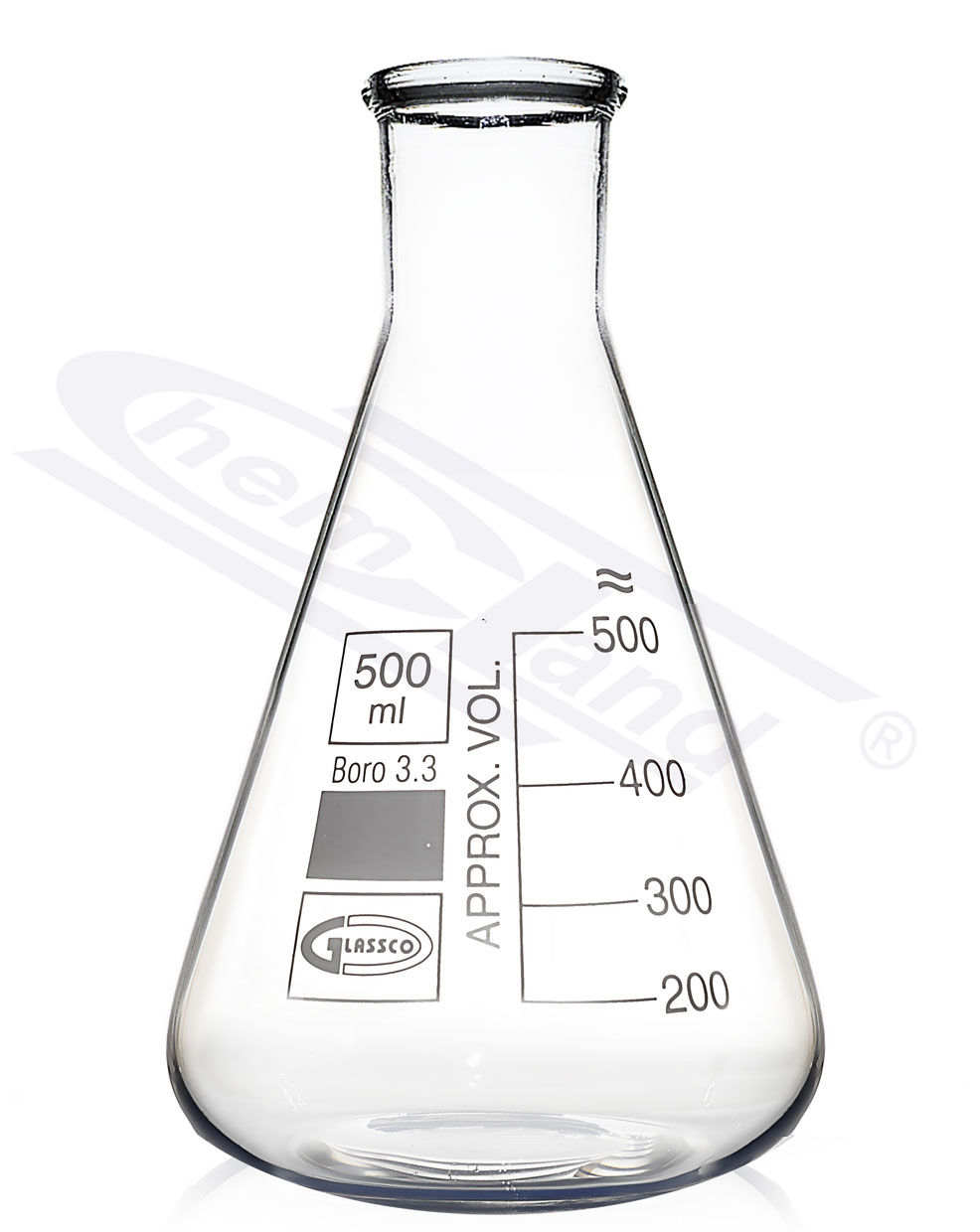 kolba stożkowa Erlenmeyera wąska szyja  00300 ml GLASSCO DIN ISO 1773