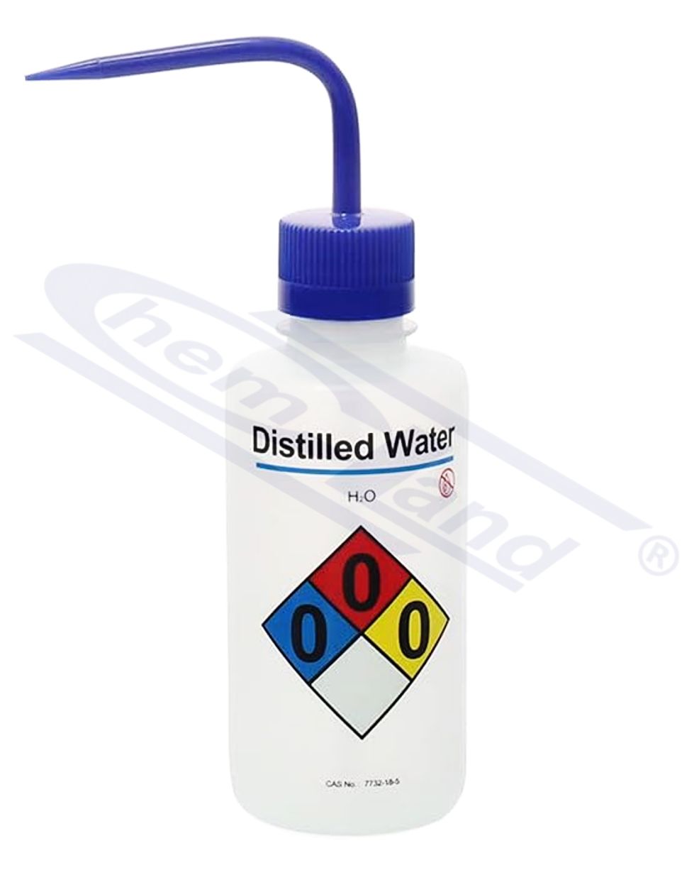 tryskawka z nadrukiem DISTILLED WATER 0500ml, nakrętka 28mm, z odpowietrzeniem SELF-VENTING, CHEMLAND
