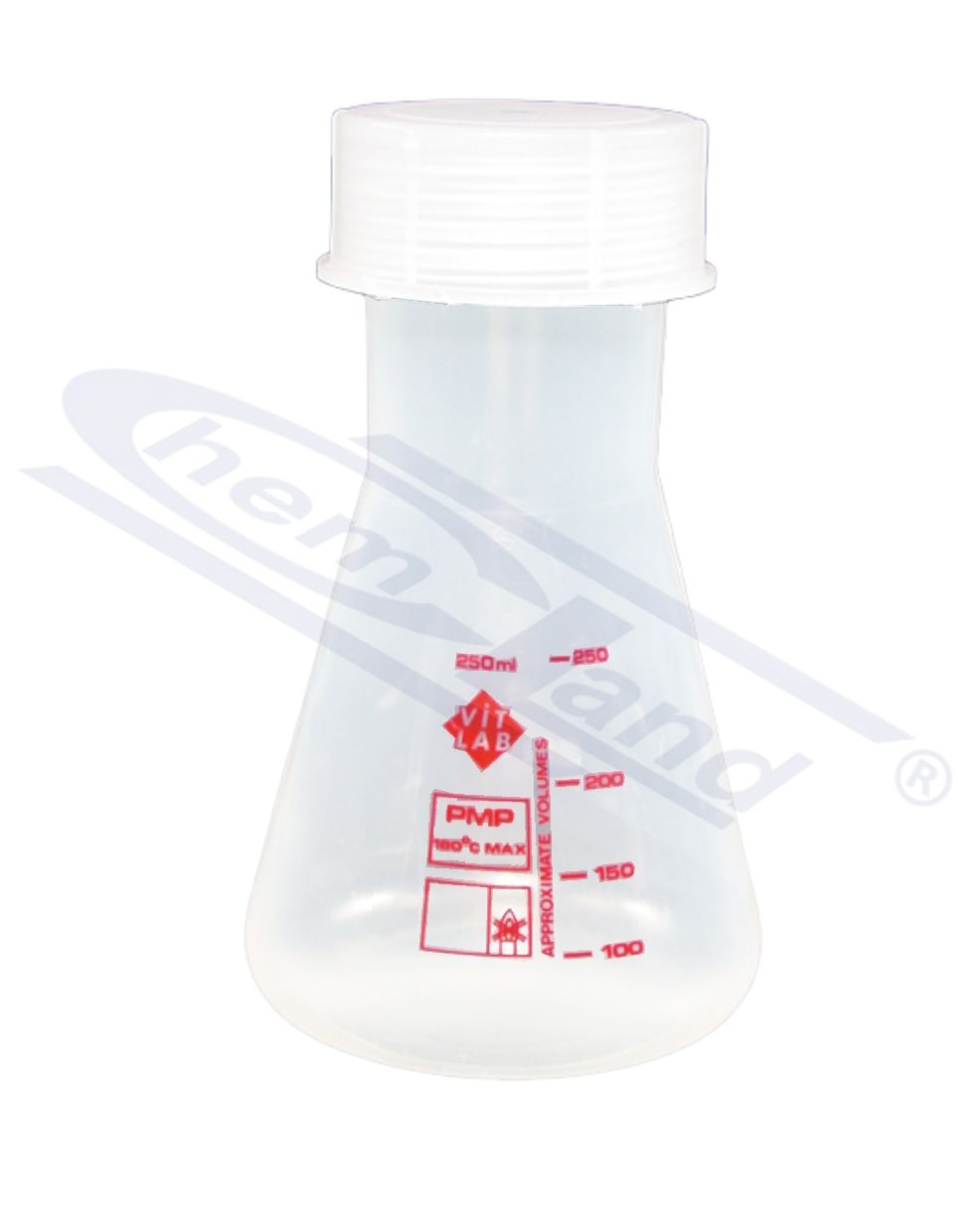 kolba stożkowa Erlenmeyera PMP 500ml skala czerwona