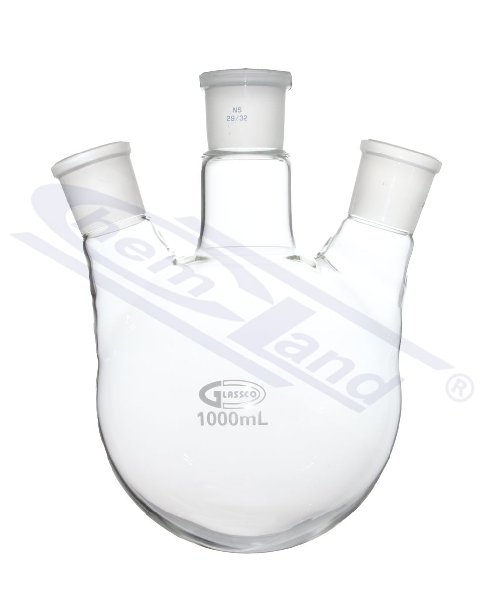 kolba kulista 3 szyje skośna 1000ml 29/29/29  GLASSCO