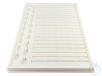 Medicine tray of polystyrene, white, for 19 medicine cups and 19 medicine