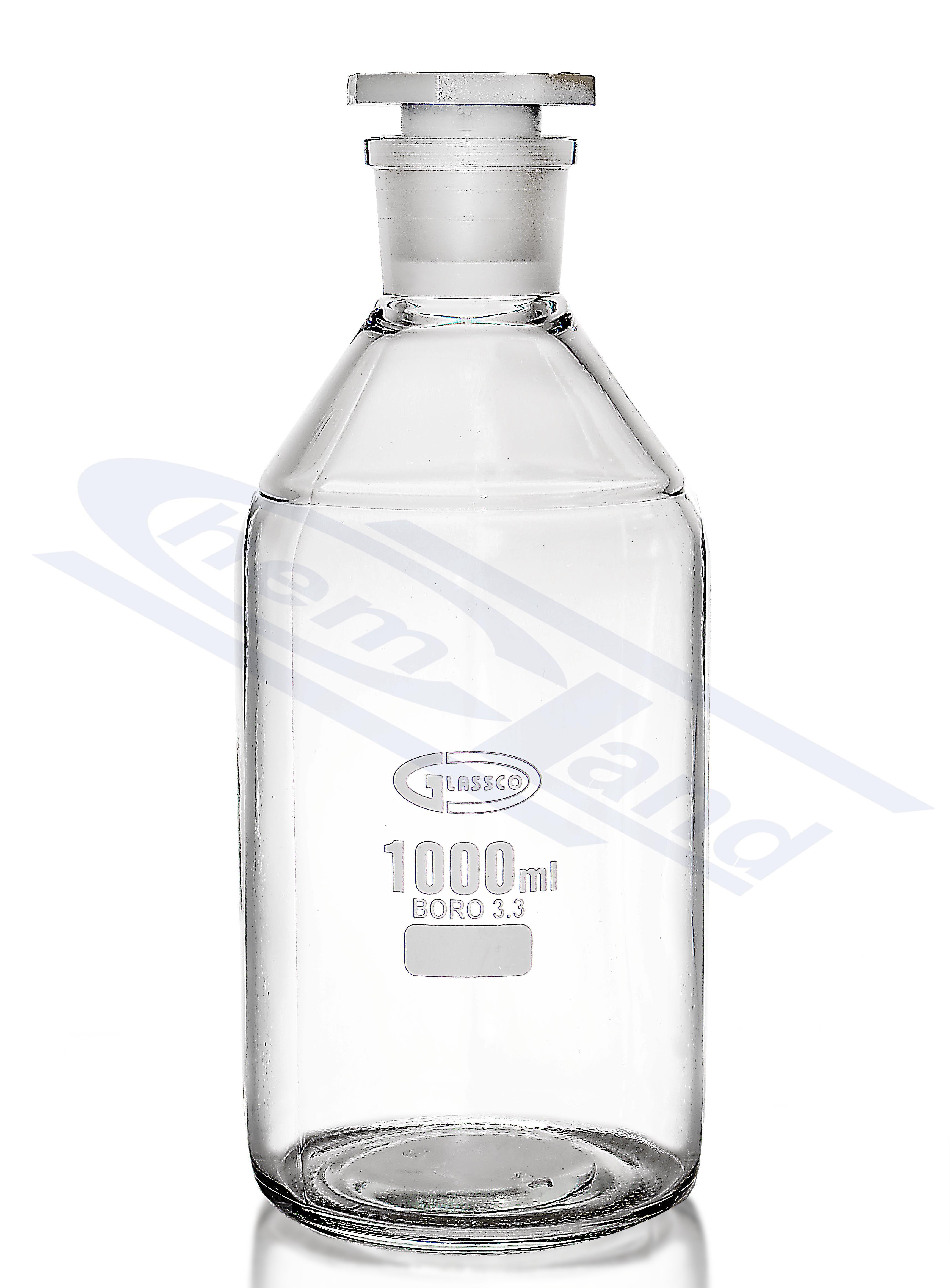 butelka z BORO 3,3  01000  WS 29/32  SiO2>80,5% Glassco korek PE