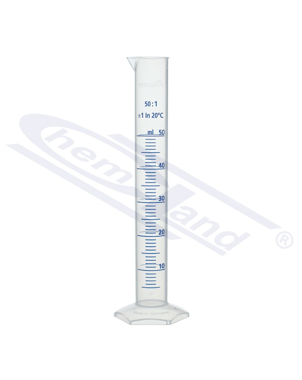 cylinder PP z wylewem , skala niebieska 0100ml