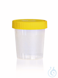 Universal container, PP, screw cap, grad. to 100 ml, y-sterile, yellow cap
