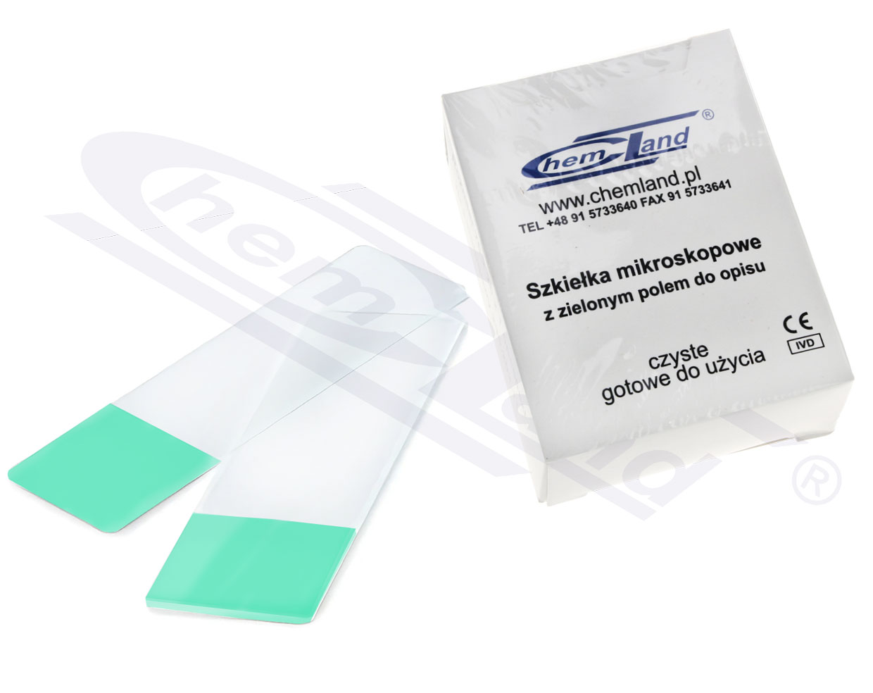 szkiełka podstawowe 76x25x1mm, pole zielone szlifowane, op. 50szt.