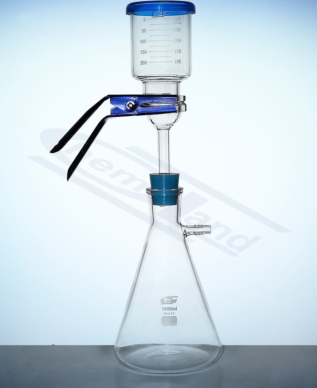 zestaw do filtracji do korka ( kolba 1000ml, lejek, klamra)
