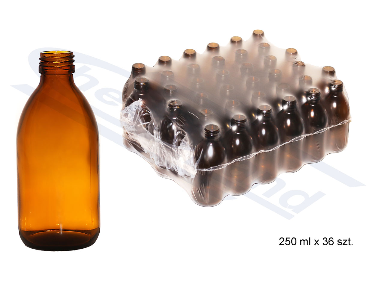 butelka szklana farmaceutyczna oranż 0250ml bez nakrętki op.zbior. 36 szt cena dot.szt