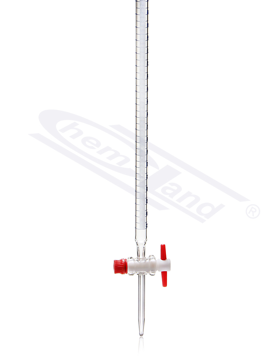 biureta prosta kran PTFE skala niebieska kl B 025ml CHEMLAND NEW LINE
