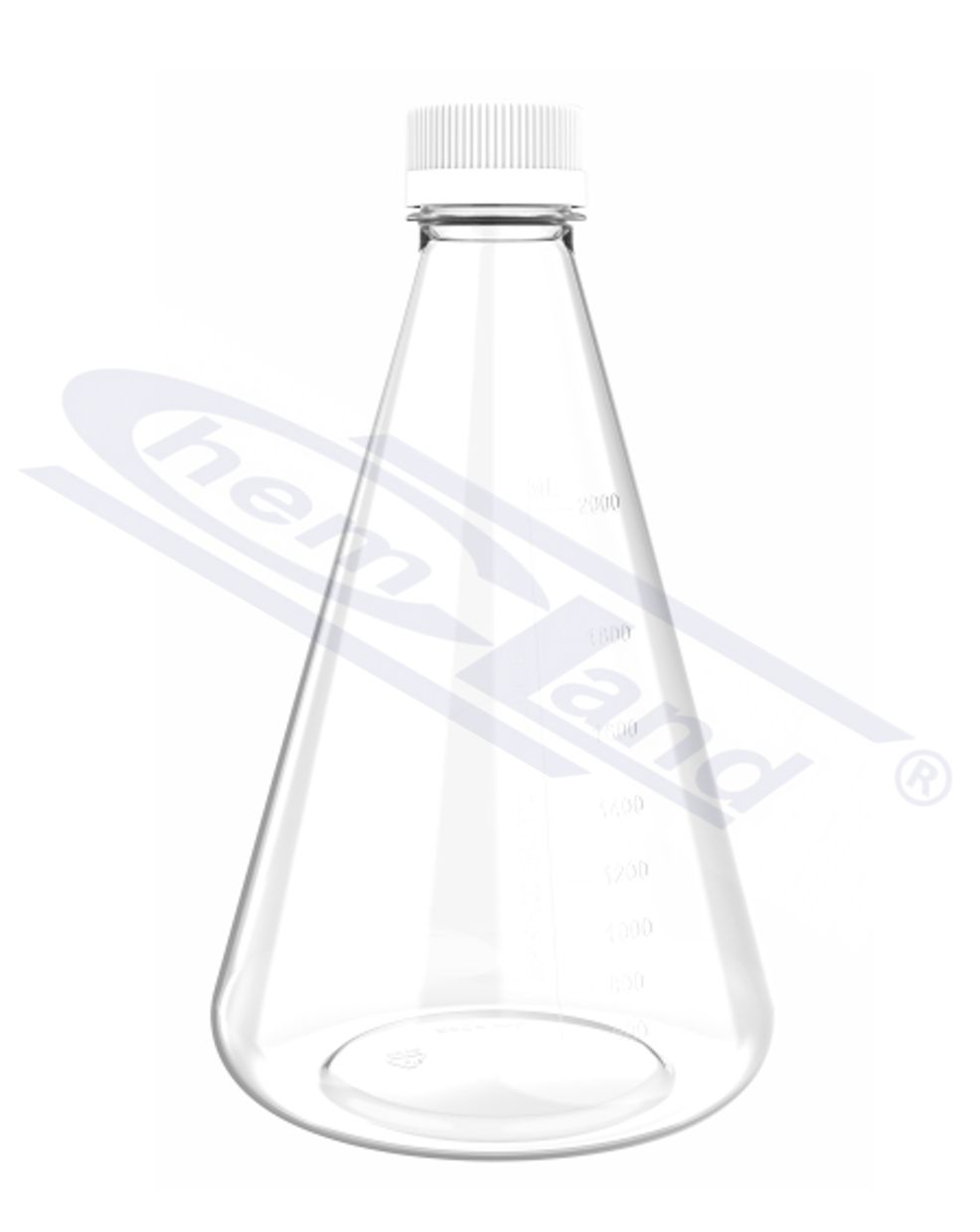 kolba stożkowa Erlenmeyera PETG z nakrętką HDPE z wentylacją 3000ml STERYLNA, op. 1szt CHEMLAND