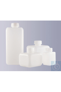 Narrow neck bottle, HDPE, square, natural, without closure, GL 18, 50 ml
