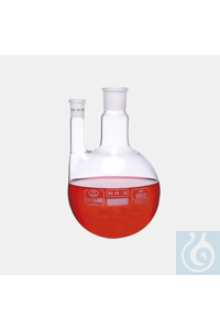 flask - round bottom - two neck - parallel side arm - center neck : NS 29/32 -