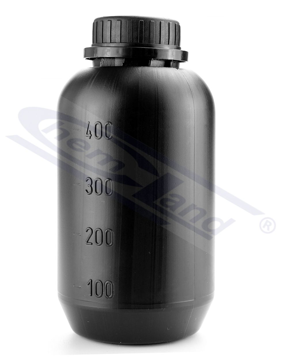 butelka HDPE  500ml okrągła czarna z nakrętką z plombą - BS