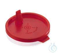 Press-on lid for urine beaker 758901, IVD, PE, red